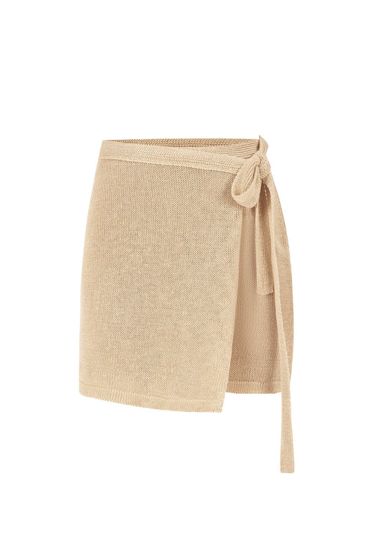 Mare Wickelrock aus 100 % Leinen, Sand