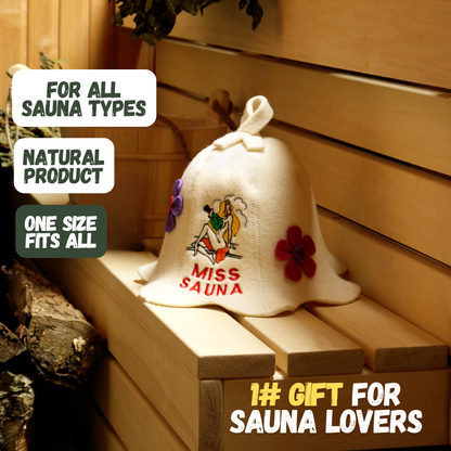 Sauna Hat ‘Miss Sauna’ 100% Wool