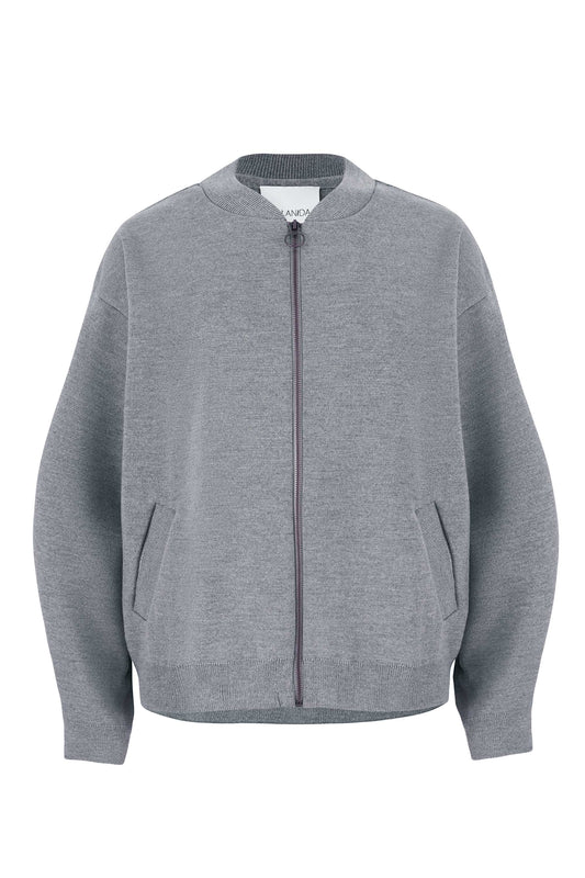 Onda 100 % Merino Bomberjacke Hellgrau