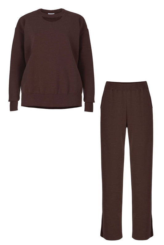 Ora &amp; Rotondo 100 % Merino-Kombi in Schokolade
