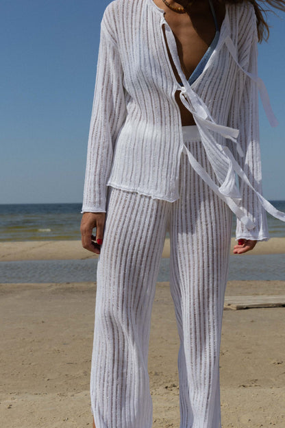 Sole 100% Linen Cardigan White