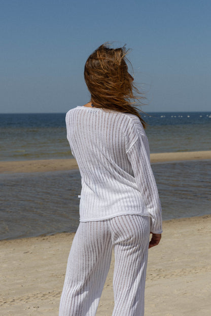 Sole 100% Linen Cardigan White