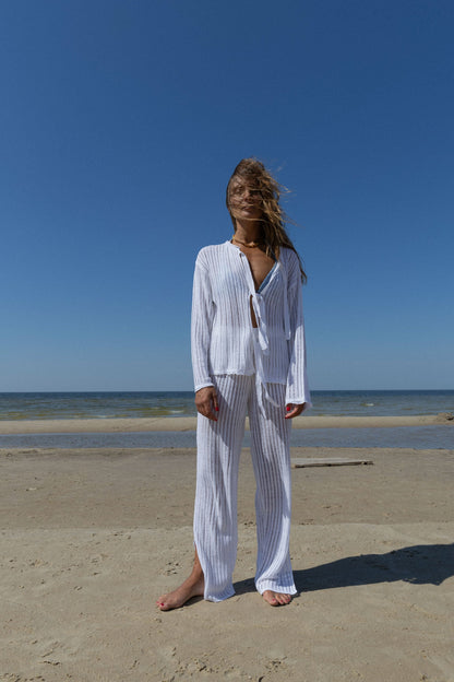 Sole 100% Linen Cardigan White