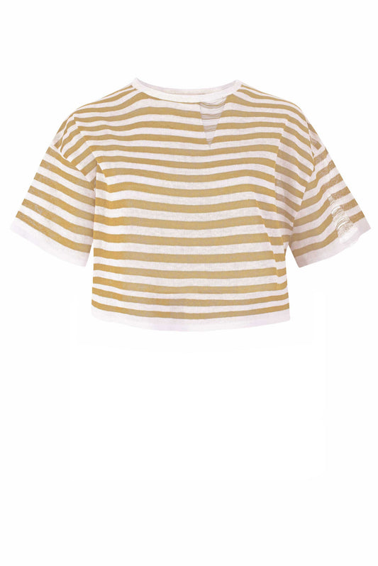 Energia – Crop-Top aus 100 % Leinen in Sand 
