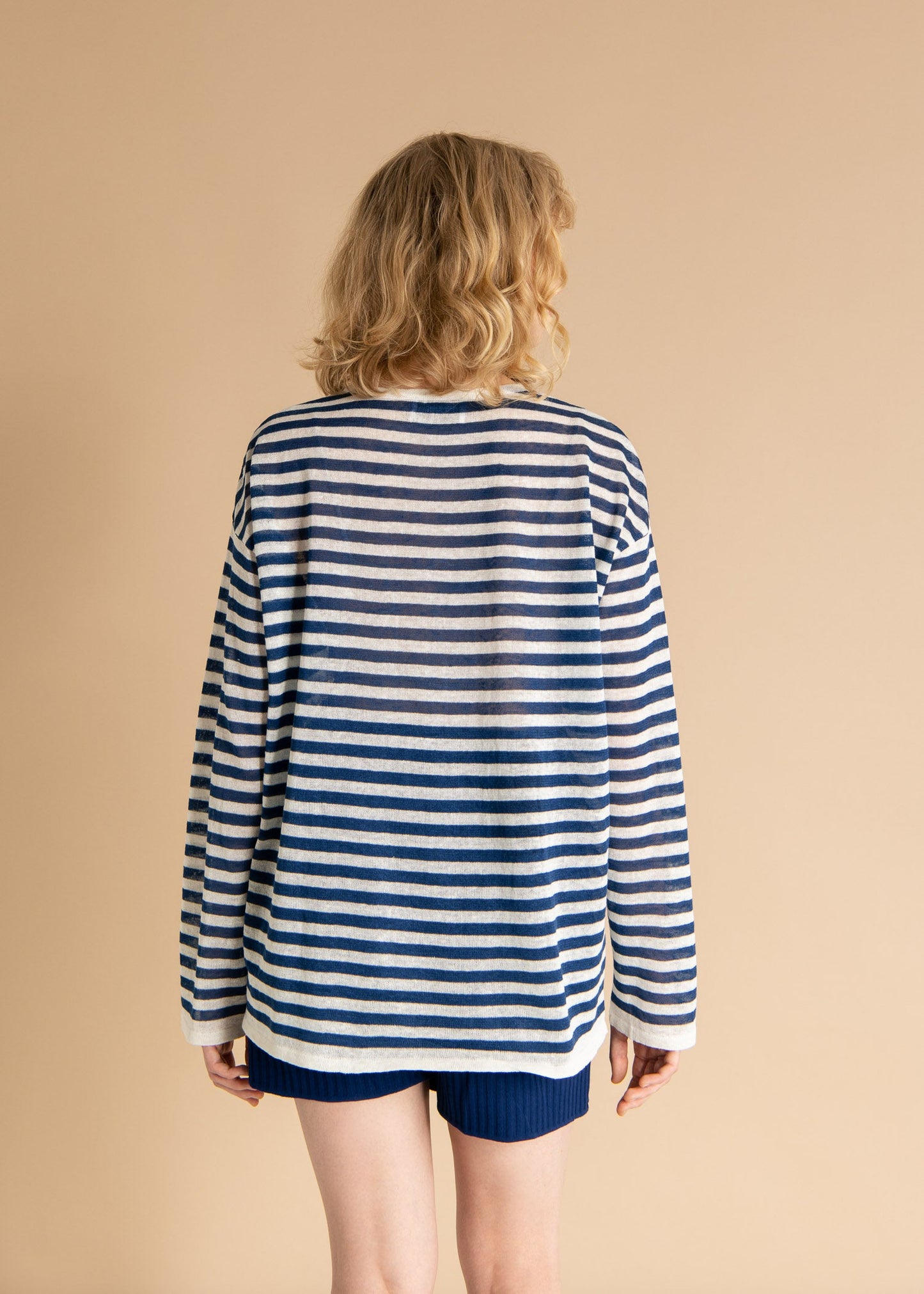 Tanto 100% Linen Long-Sleeve Top Navy *UNISEX*
