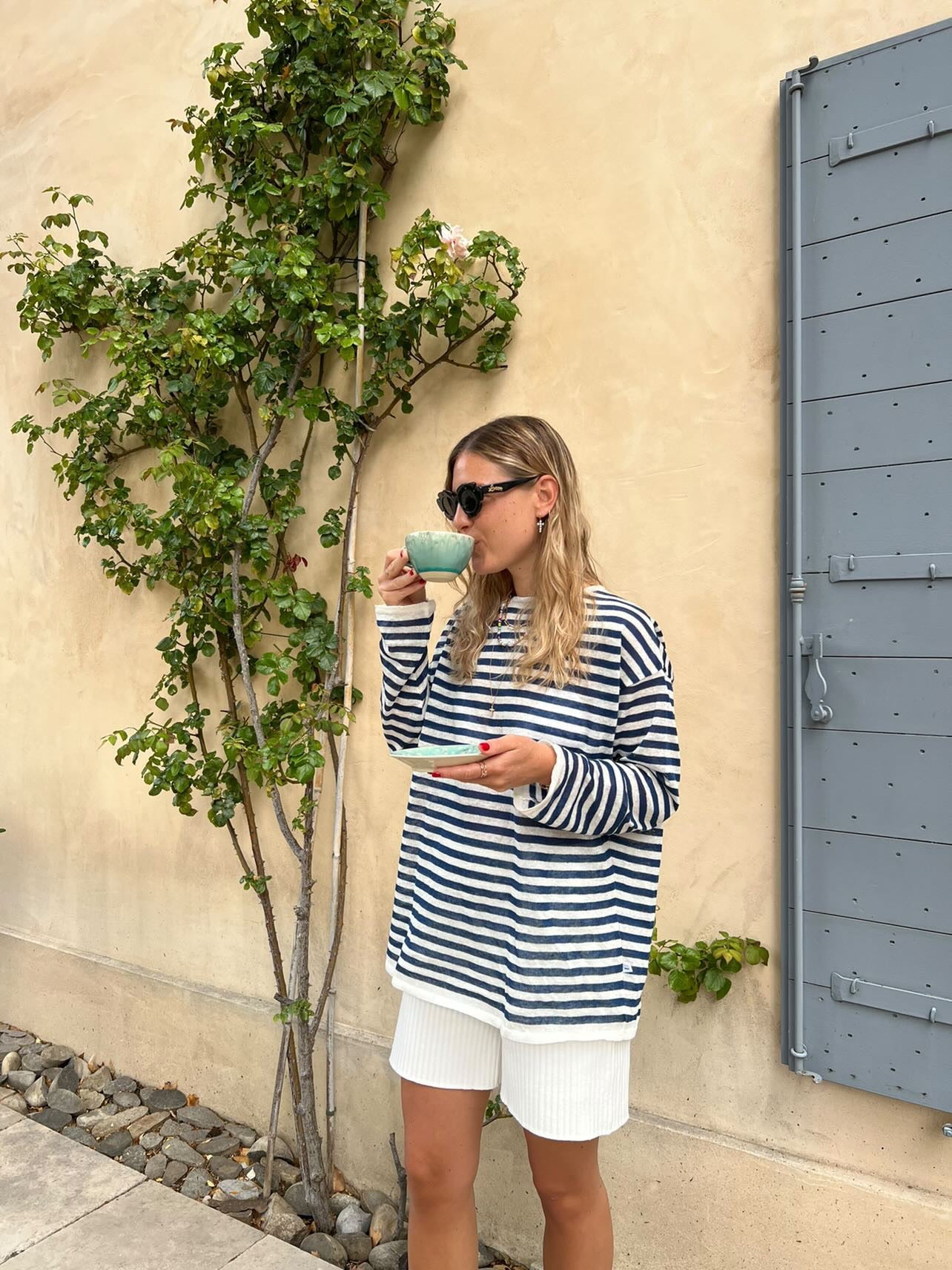 Tanto 100% Linen Long-Sleeve Top Navy *UNISEX*