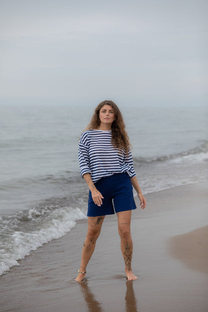 Tanto 100% Linen Long-Sleeve Top Navy *UNISEX*