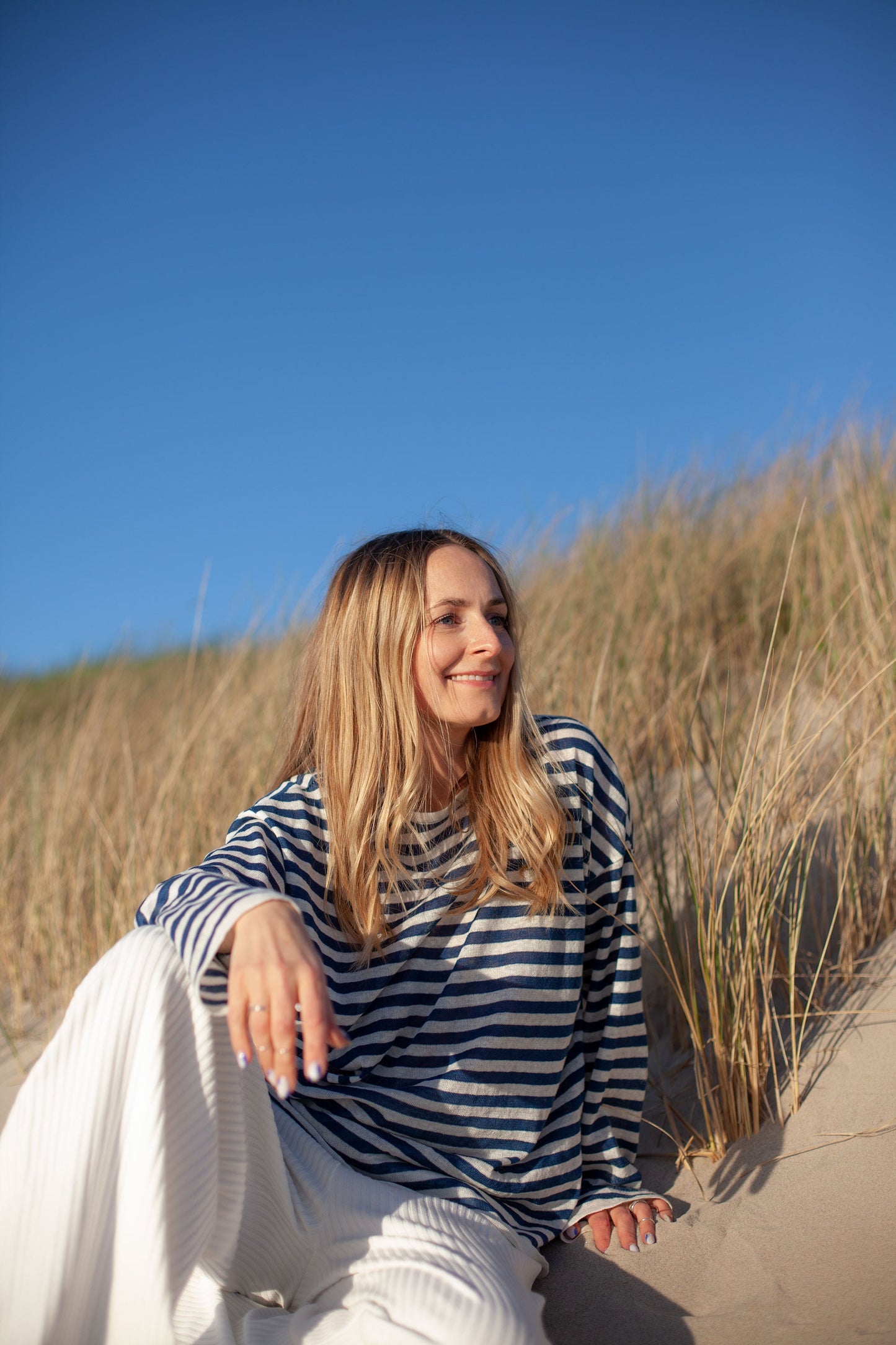 Tanto 100% Linen Long-Sleeve Top Navy *UNISEX*