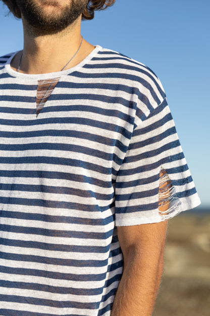 Energia 100% Linen T-shirt Navy *Unisex*