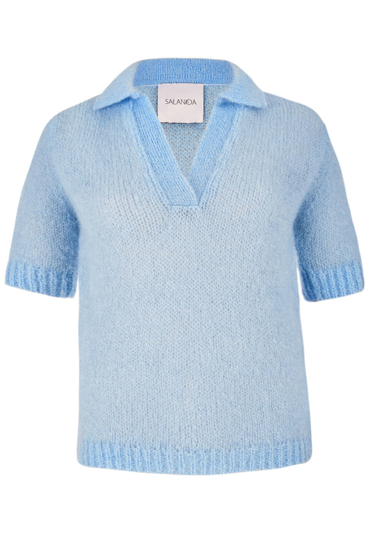 Melody Mohair Poloshirt Himmelblau