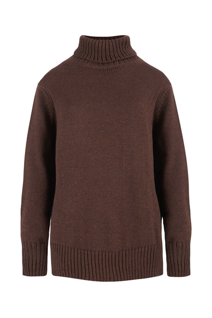 Morbido Rollkragenpullover aus 100 % Merinowolle, Schokolade