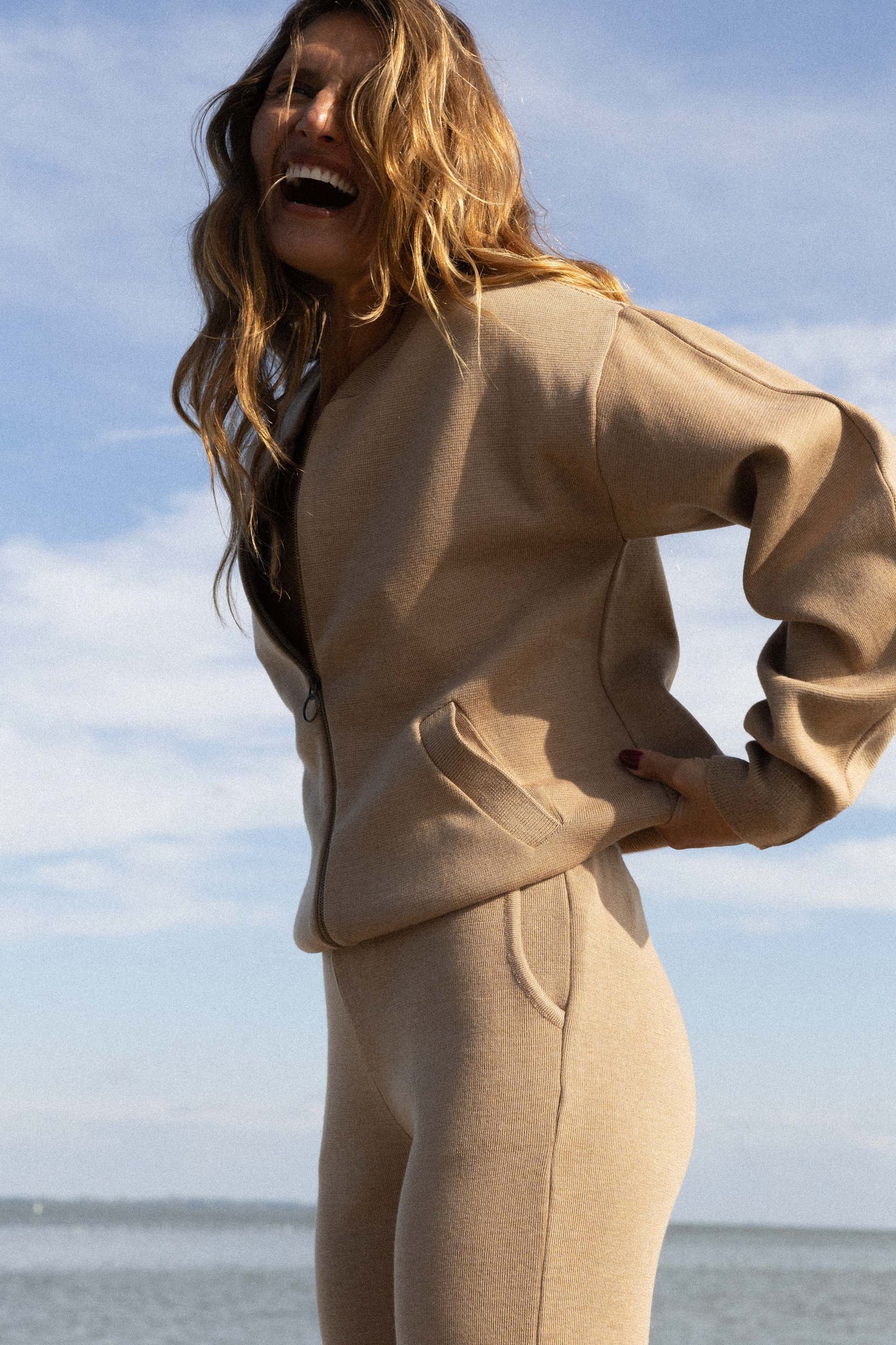 Onda Bomberjacke aus 100 % Merinowolle, Beige 