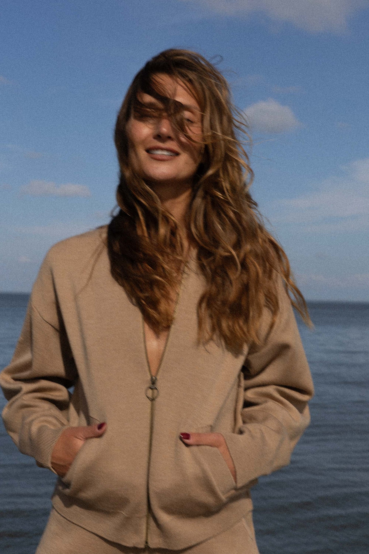 Onda Bomberjacke aus 100 % Merinowolle, Beige 
