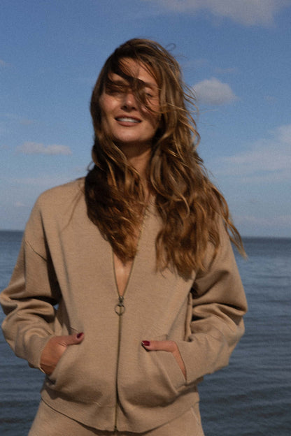 Onda Bomberjacke aus 100 % Merinowolle, Beige 