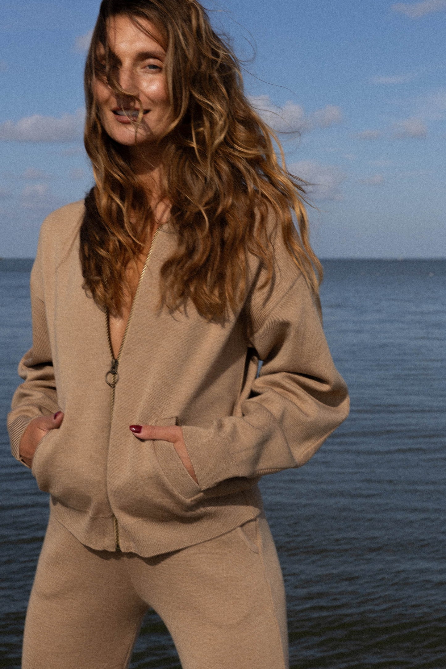 Onda Bomberjacke aus 100 % Merinowolle, Beige 