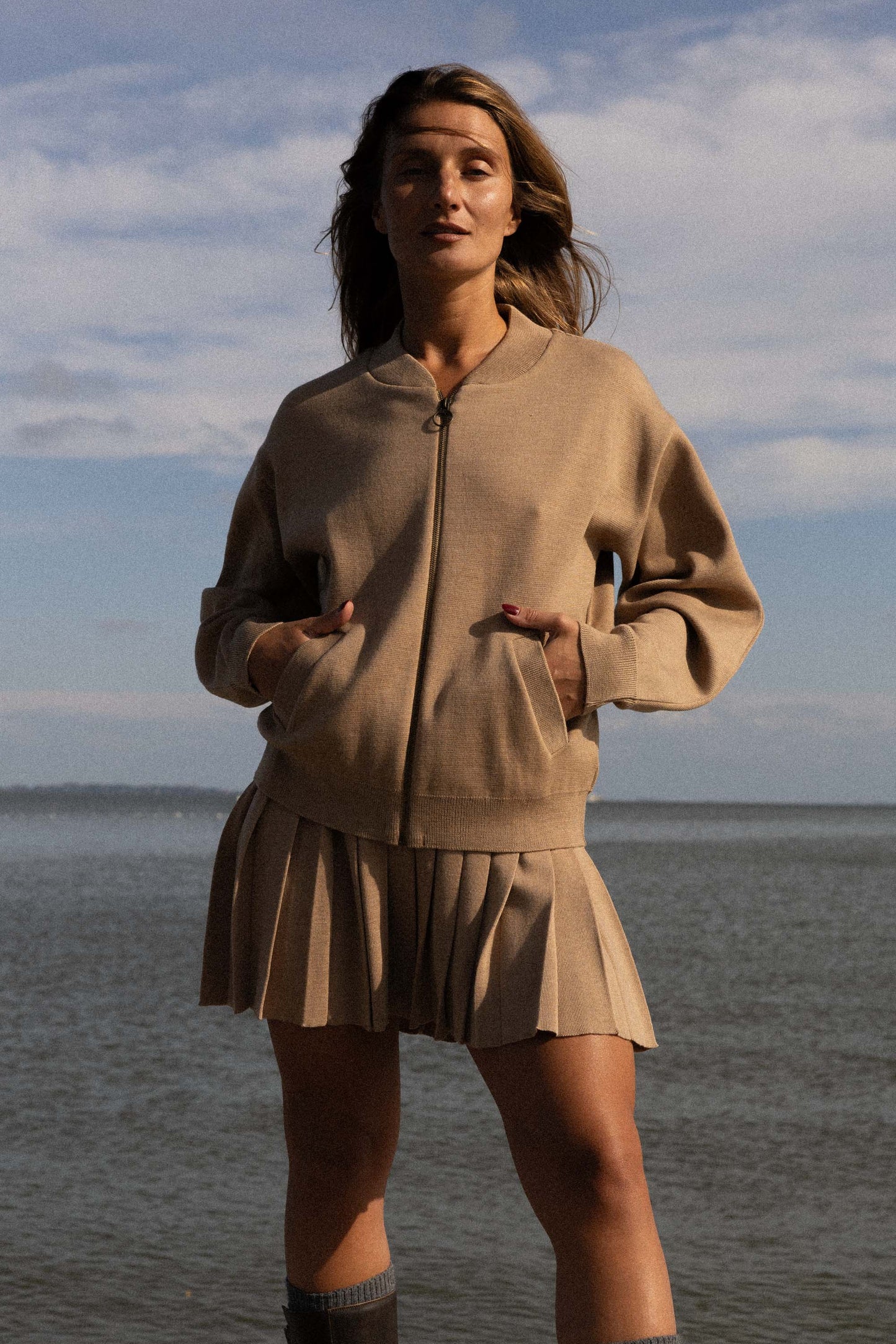Onda Bomberjacke aus 100 % Merinowolle, Beige 