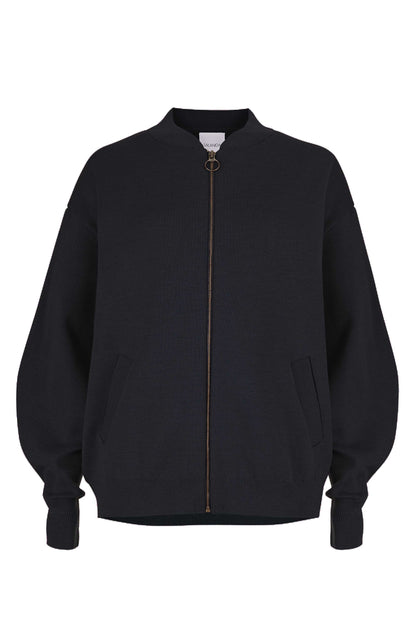 Onda 100 % Merino Bomberjacke Schwarz 