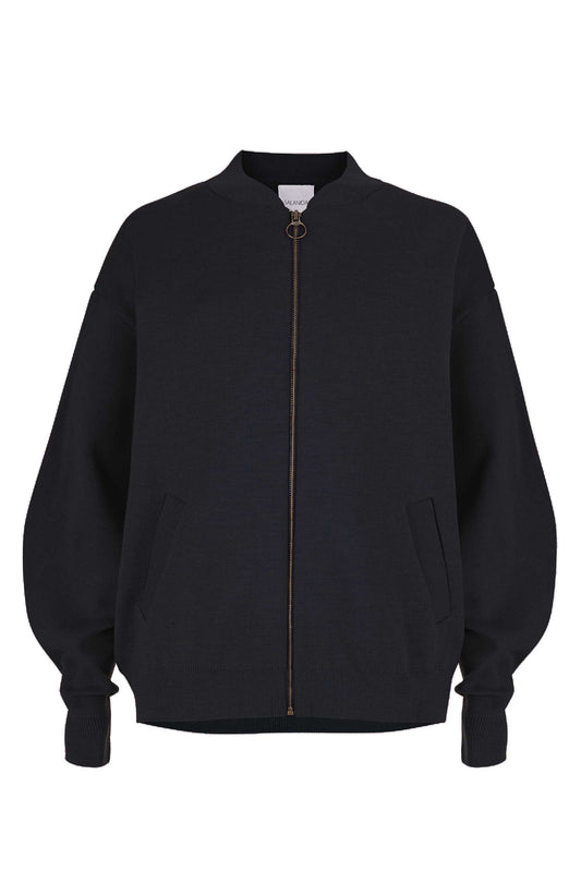 Onda 100 % Merino Bomberjacke Schwarz 