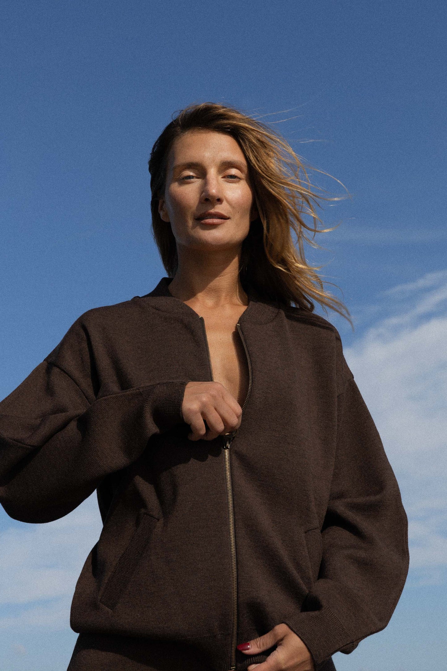 Onda Bomberjacke aus 100 % Merinowolle, Schokolade