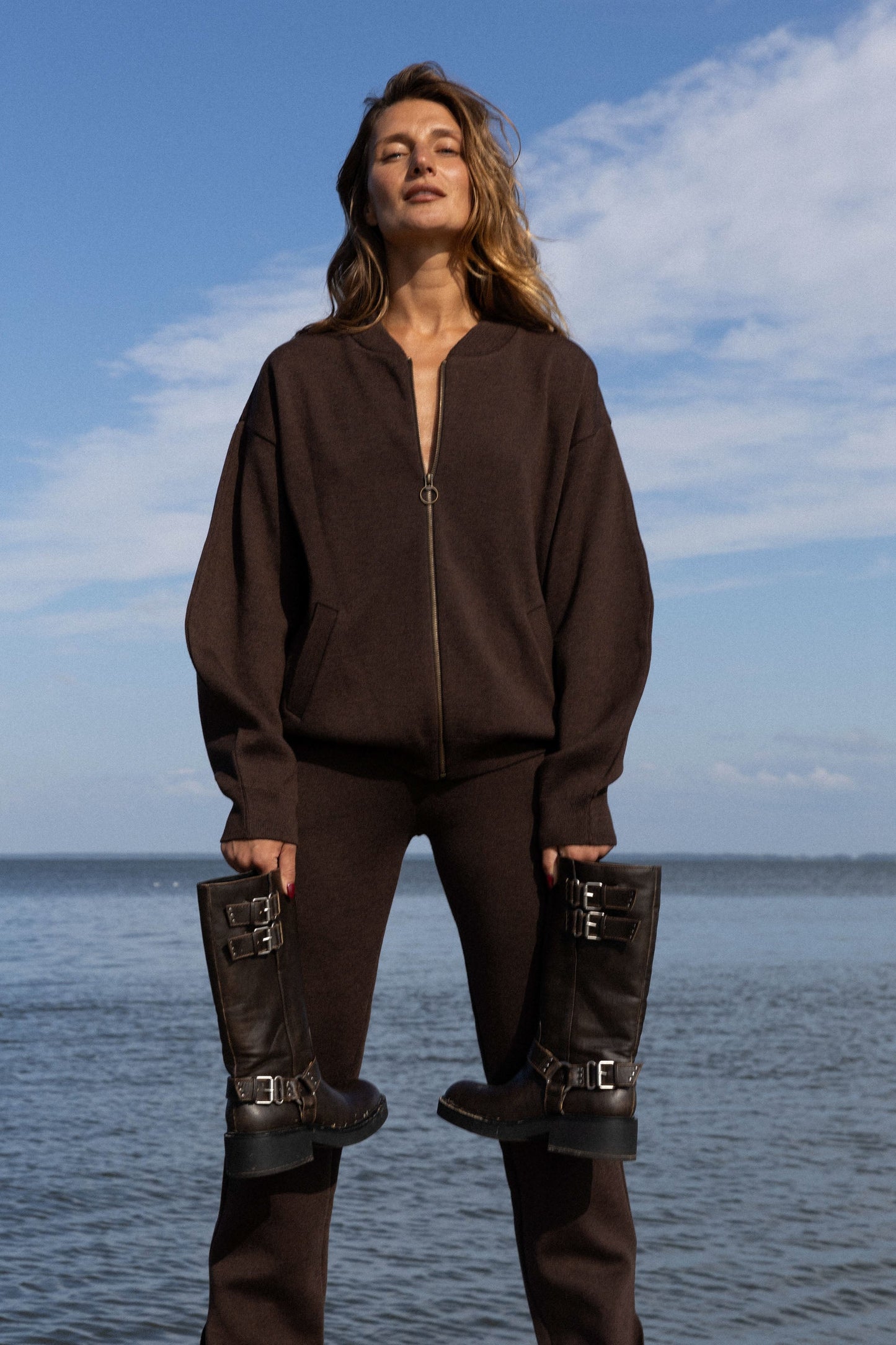Onda Bomberjacke aus 100 % Merinowolle, Schokolade