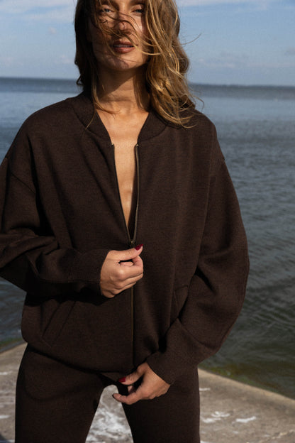 Onda Bomberjacke aus 100 % Merinowolle, Schokolade