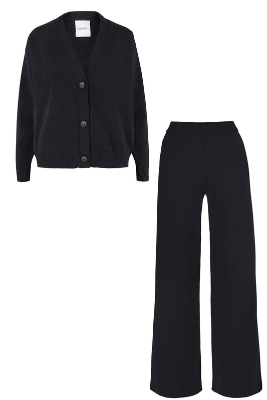 Bene 100 % Merino-Co-ord Schwarz