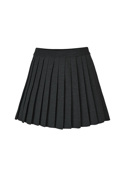 Piccolo Plissee-Minirock aus 100 % Merinowolle in Schwarz