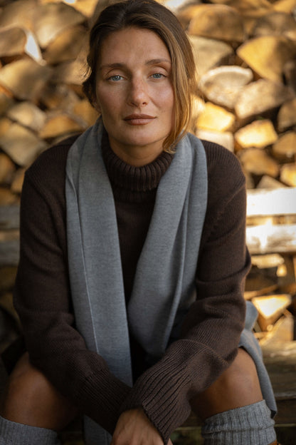 Via 100% Merino Scarf Light Grey