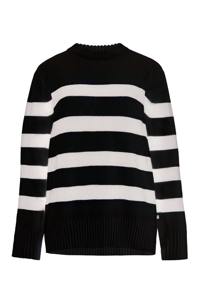 Marina Gestreifter Pullover aus 100 % Merinowolle in Schwarz 