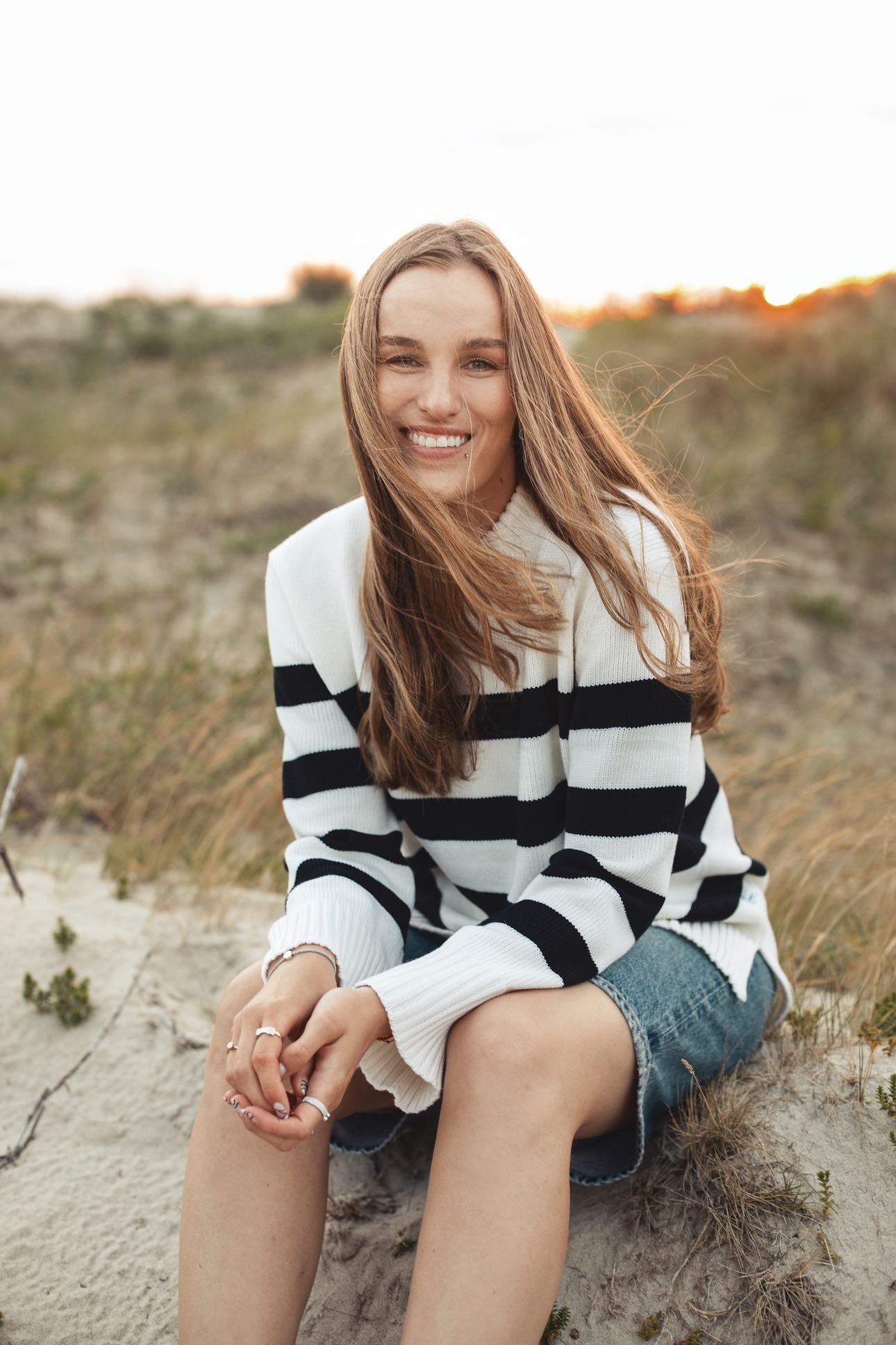 Marina Striped 100% Merino Jumper White