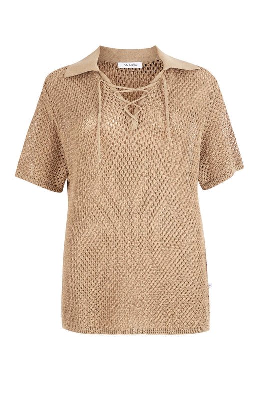 Coco Polo Spitzenhemd Sand 