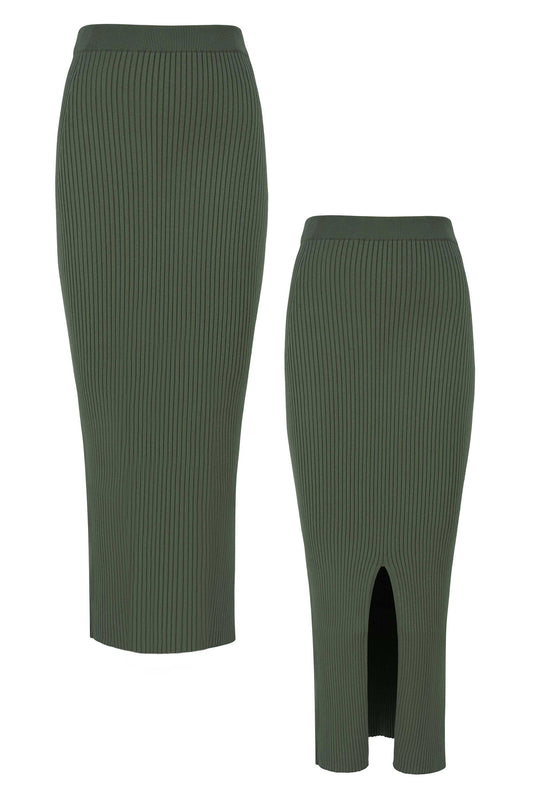 Madonna Rippstrick-Midirock Khaki *WENDEBAR*