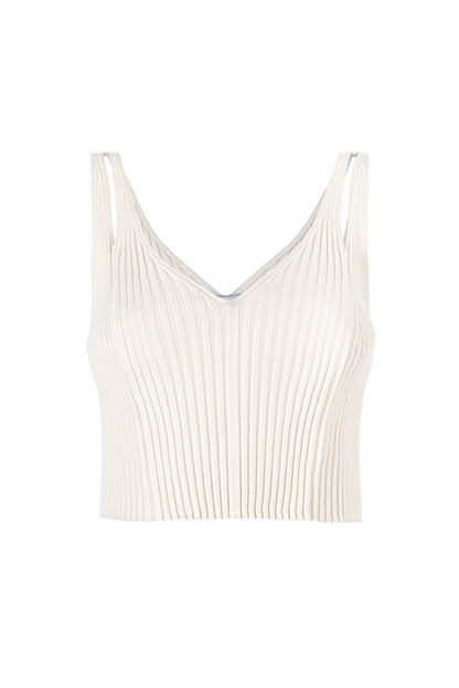 Donna Ribbed Crop Top White