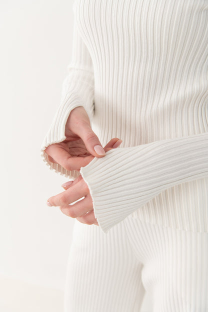 Brera Ribbed Long-Sleeve Top White