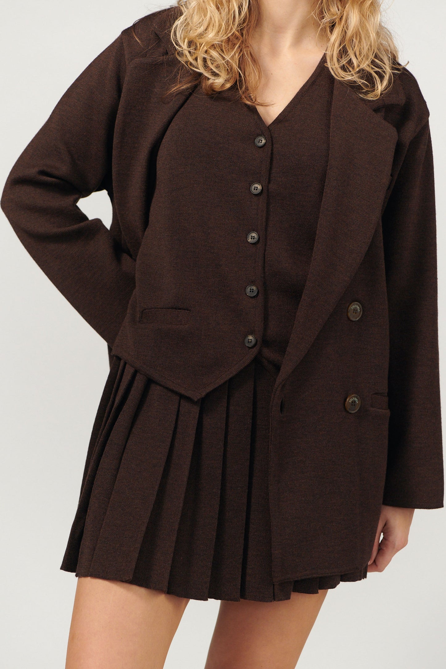 Forza Knitted 100% Merino Blazer Chocolate