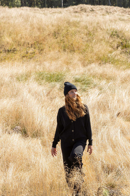 Bene 100% Merino Cardigan Black