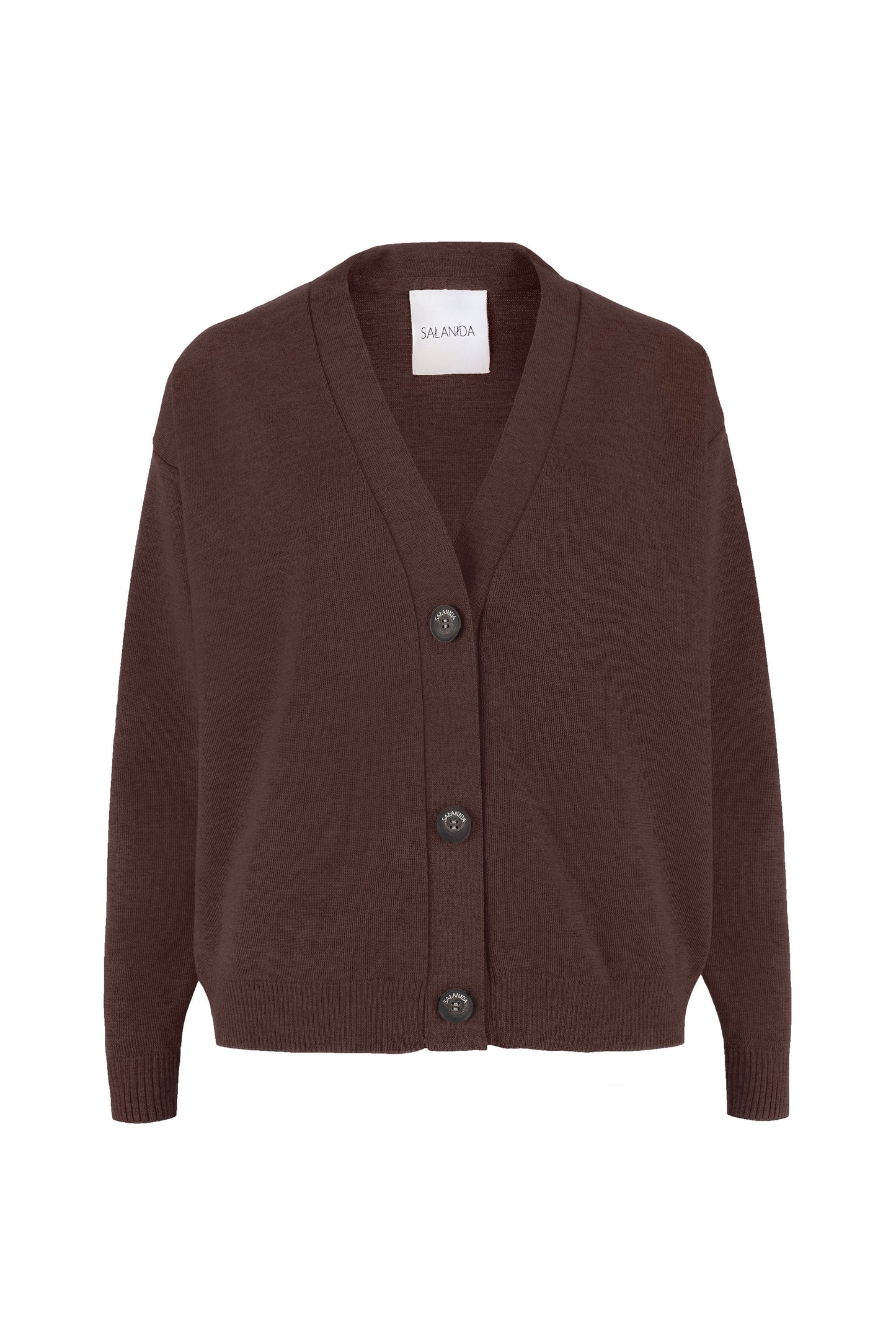 Wahrscheinlich 100 % Merino-Cardigan, Schokolade 