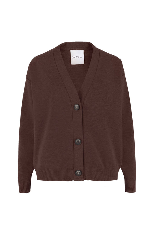 Wahrscheinlich 100 % Merino-Cardigan, Schokolade 