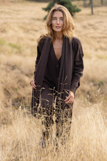 Wahrscheinlich 100 % Merino-Cardigan, Schokolade 