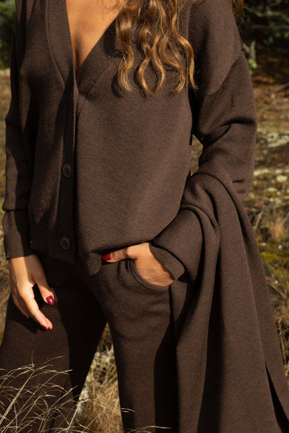 Wahrscheinlich 100 % Merino-Cardigan, Schokolade 