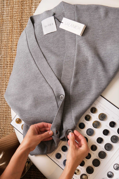 Bene 100% Merino Cardigan Light Grey