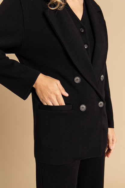 Forza Knitted 100% Merino Blazer Black