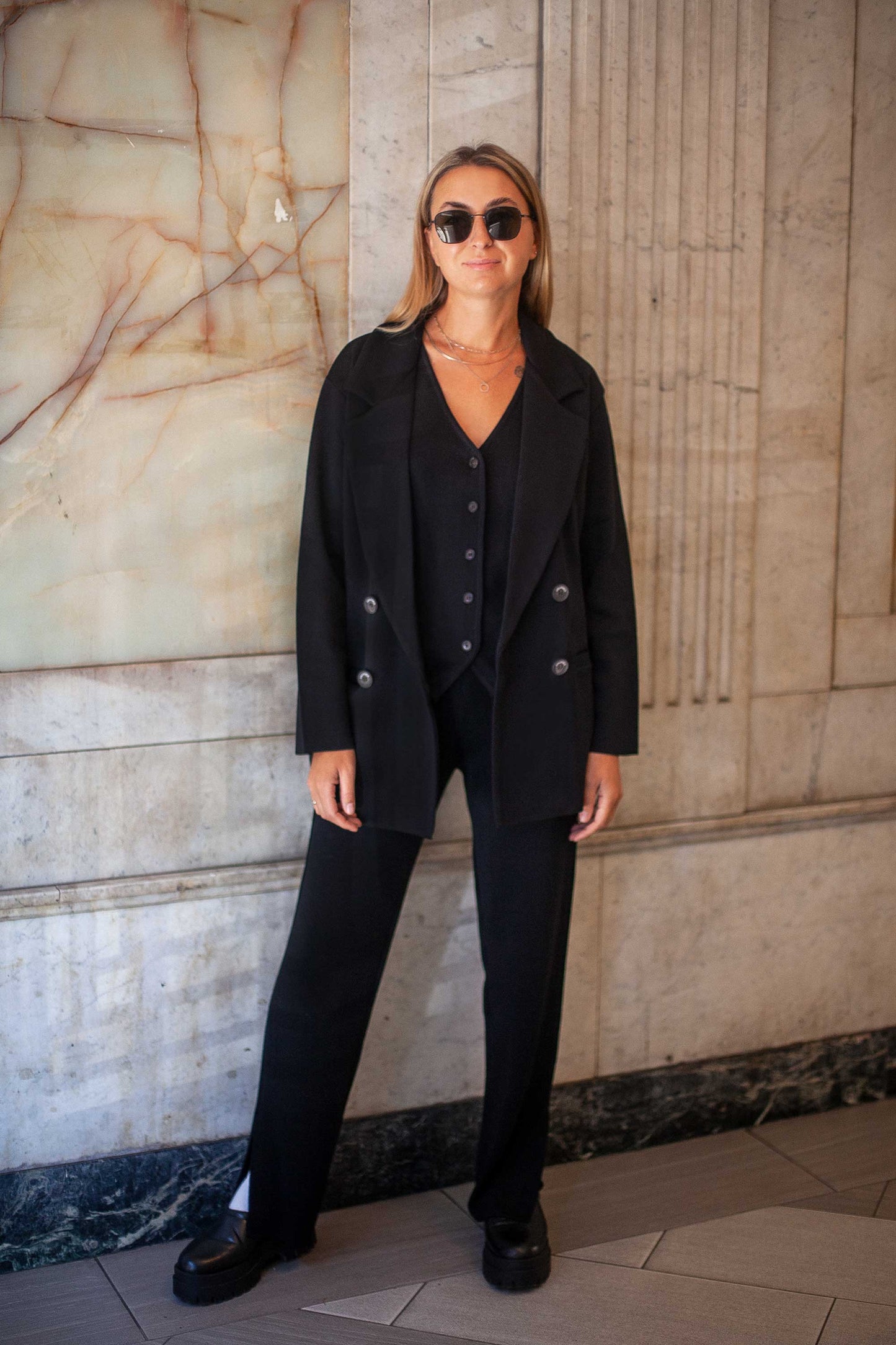 Forza Knitted 100% Merino Blazer Black