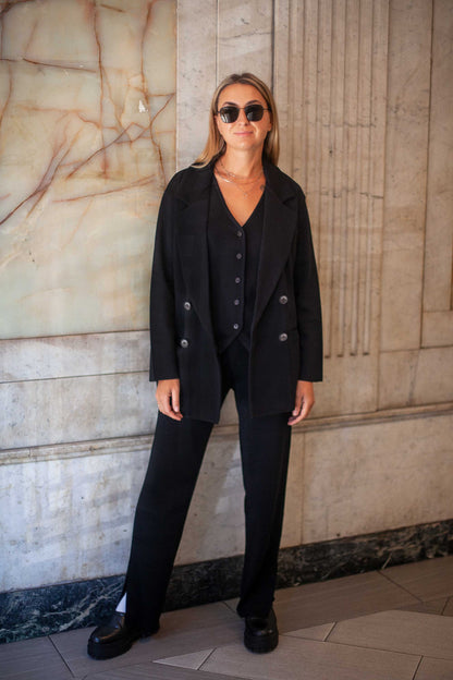 Forza Knitted 100% Merino Blazer Black