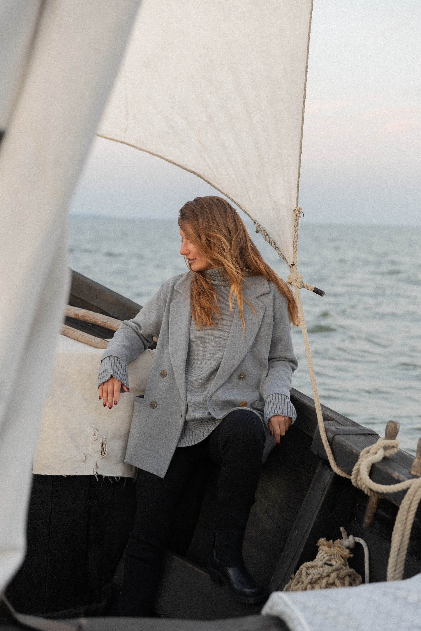 Forza Knitted 100% Merino Blazer Light Grey