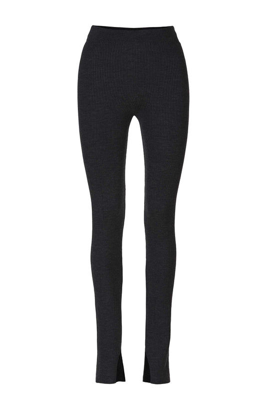 Barra Gerippte Leggings aus 100 % Merinowolle Schwarz