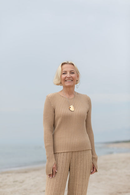 Brera 100% Merino Long-sleeve Top Beige