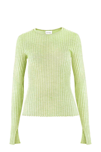 Brera 100 % Merino Langarm-Top in Zitronengelb
