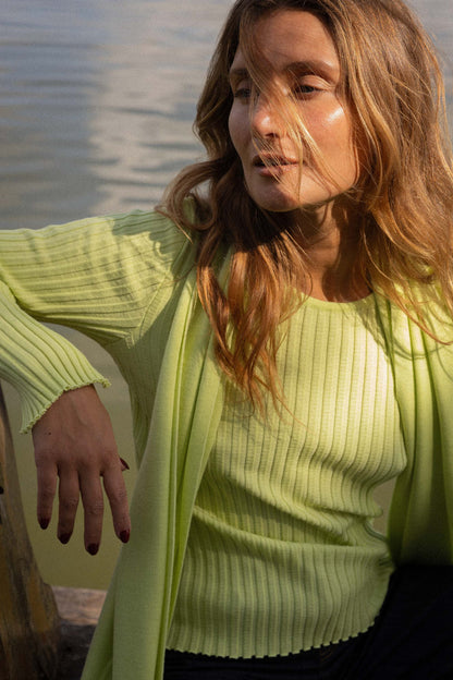 Brera 100 % Merino Langarm-Top in Zitronengelb