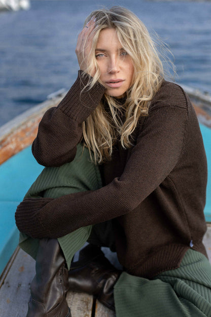 Marina Pullover aus 100 % Merinowolle, Schokolade 